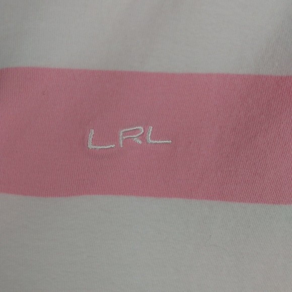 Lauren Ralph Lauren Active Women Polo Top Short Sleeve Pink & White Stripe Small - Picture 4 of 7